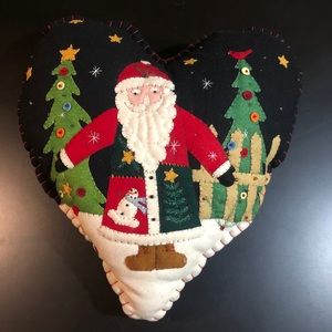 Heart shaped decorative Santa pillow